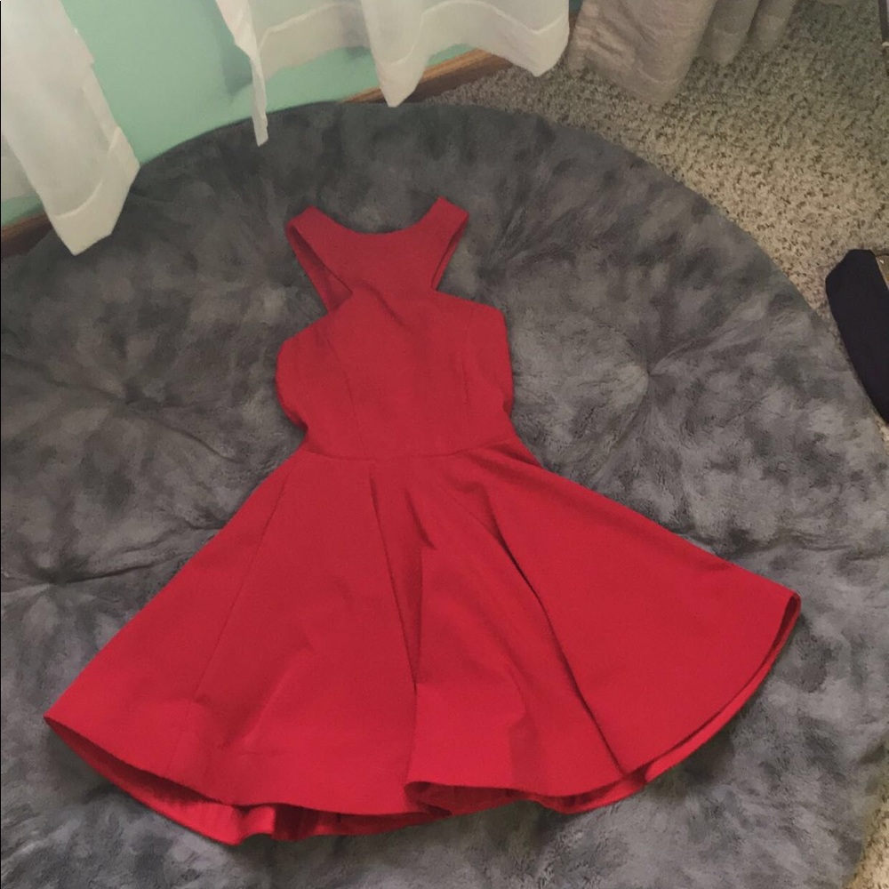 A red skater dress